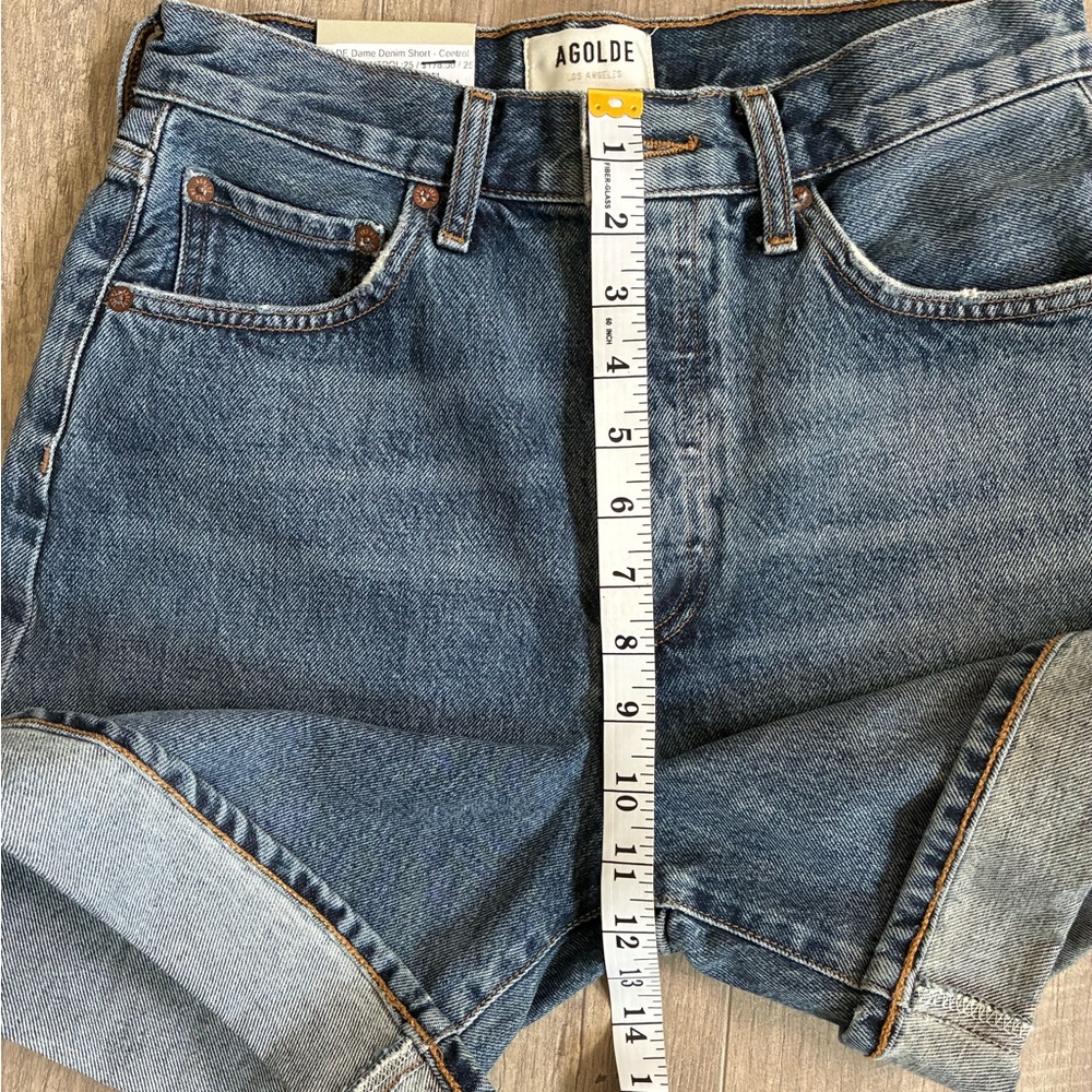 Agolde NWT Dame High Rise Baggy Cuff Classic Denim Shorts - Blue - Picture 7 of 8